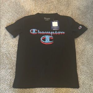 Champion Black Short Sleeve Tee with Iconic Logos